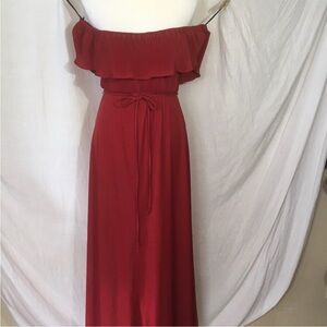 Elegant Red Off-Shoulder Maxi Dress
